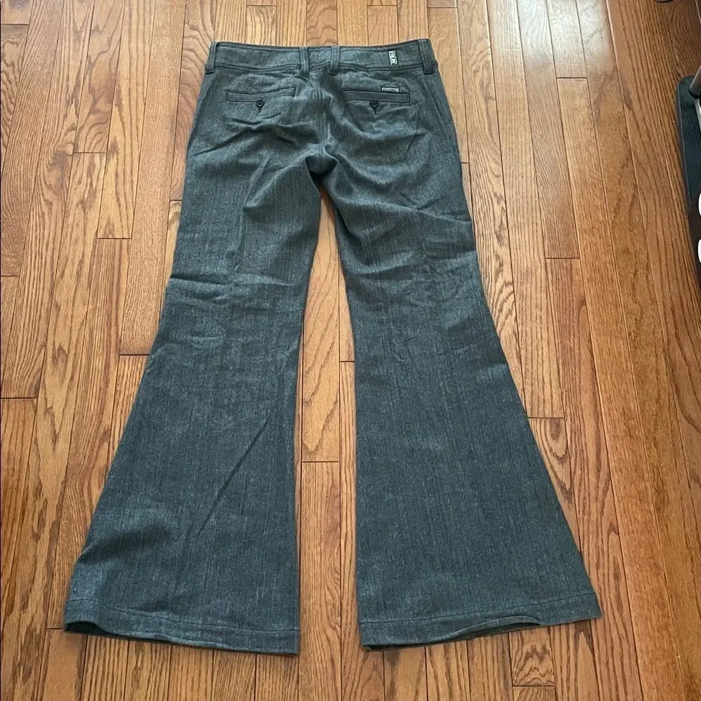 7 For All Mankind Gray Knit Low Rise Flared Wide Leg Trouser Sz 30